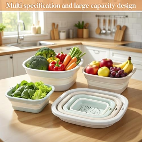 3 Set 8-4-2 Qt Collapsible Colander and Sink Basin