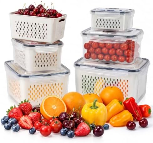 SZHLUX 5-Piece Fruit Storage Containers for Fridge