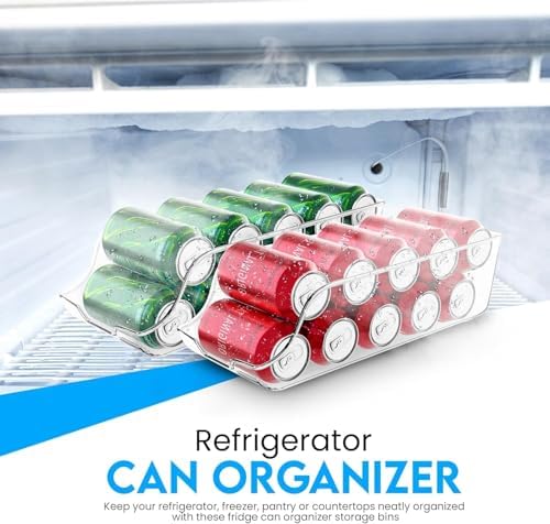 Clear Stackable Fridge Can Organizer 2-Pack PET Beverage Holder &