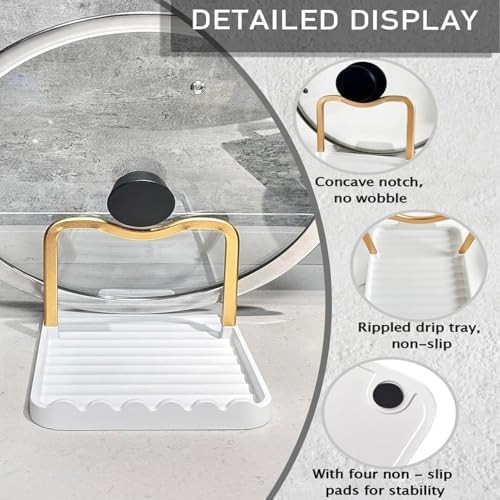 Spoon Rest with Lid Holder, Stainless Steel Lid Holder While Cooking & - Image 7