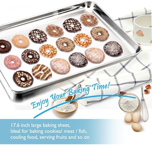 TeamFar Cookie Sheets with Cooling Racks, 2 Pans + 2 Racks, 17.6x13x1