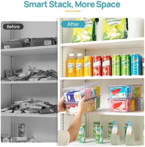 Vtopmart 4 Pack Pantry Organizer Bins with Lids, Removable Dividers