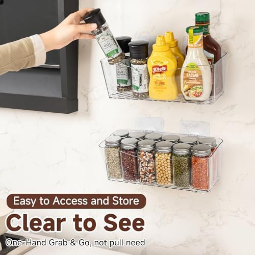 4-Pack Large Cabinet Door Organizer, 11.4" Adhesive Space-Saving Clear
