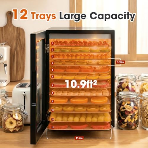 Food Dehydrator Machine, 12 Stainless Steel Trays, 1000W