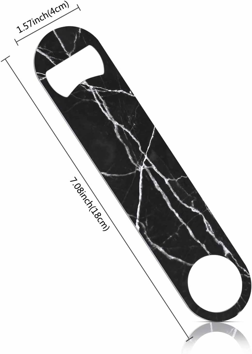 Black Marble Stainless Steel Bottle Opener Dark Texture with White