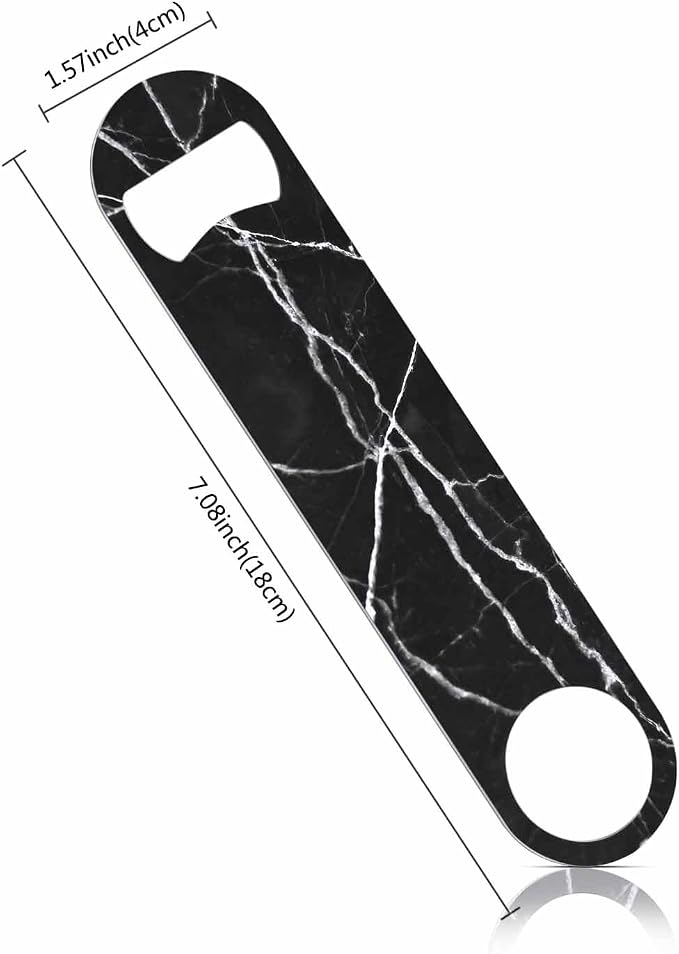 Black Marble Stainless Steel Bottle Opener Dark Texture - Image 2