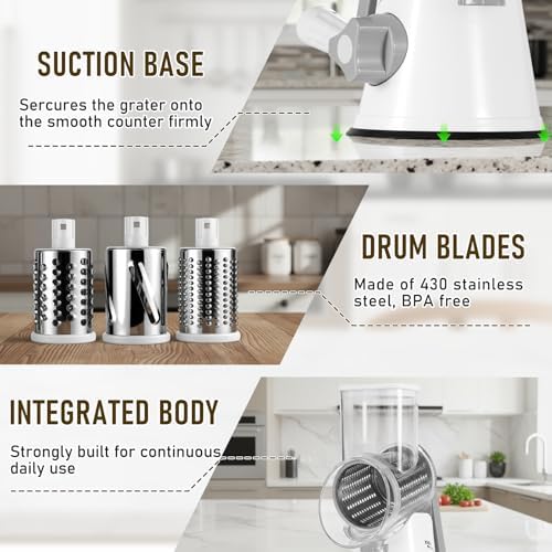 Hand-Crank Rotary Cheese Grater with Handle