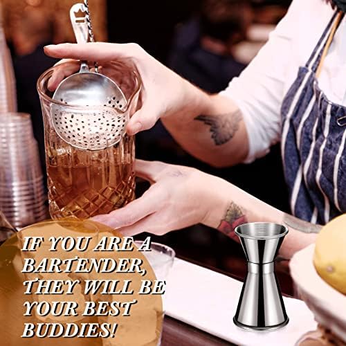 Hoteam 9 Pcs Double Stainless Steel Jigger, 1 and 1/2 oz, Rolled Edge