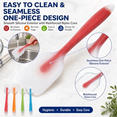 HiramWare Silicone Spatula Set of 4, Heat Resistant, Food Grade