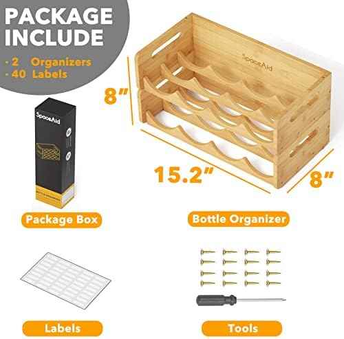 SpaceAid Bamboo Water Bottle Organizer with Labels, Kitchen Pantry