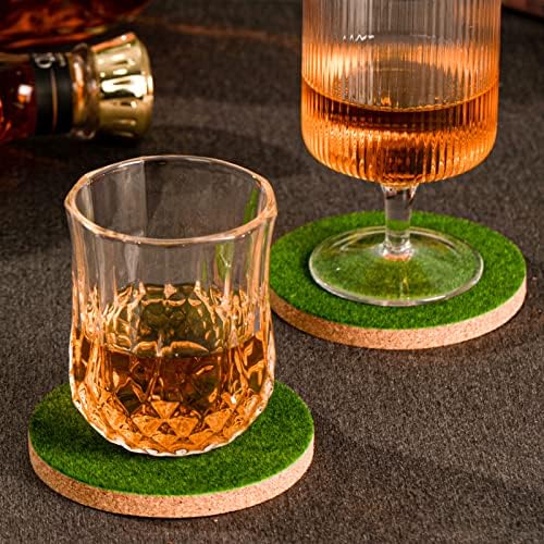 Lawn Drink Coasters Set of 4, Decor Turf Football Coasters Sports Fan