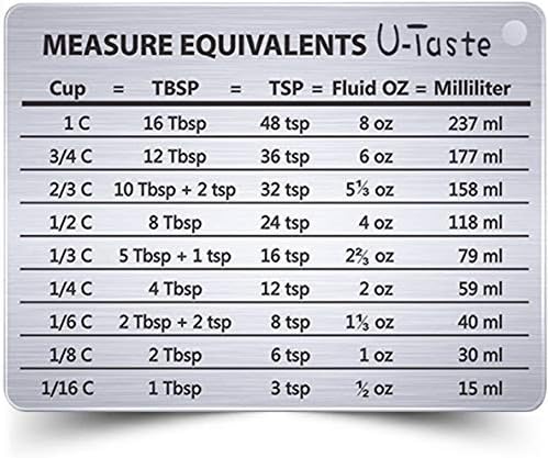U-Taste Professional Measurement Conversion Chart Refrigerator Magnet