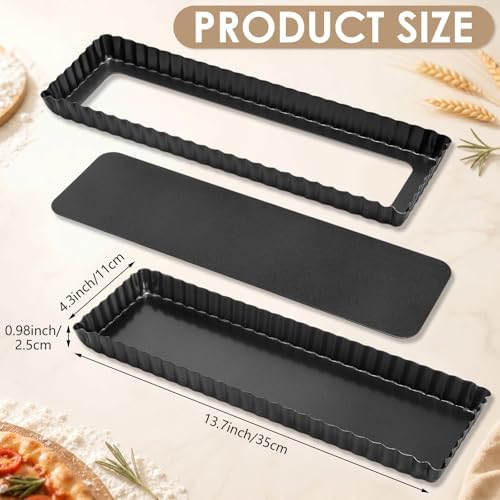 4 Pack Rectangular Tart Pans 14 Inch with Removable Bottom, Nonstick
