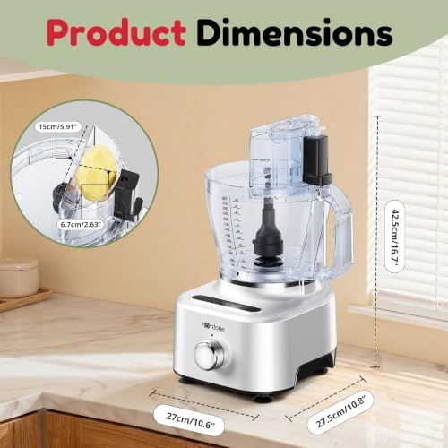 Homtone 16 Cup Food Processor Blender Combo