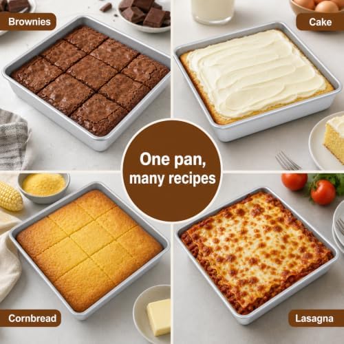 9 Inch Square Baking Pan Set of 2, Nonstick Aluminized Steel