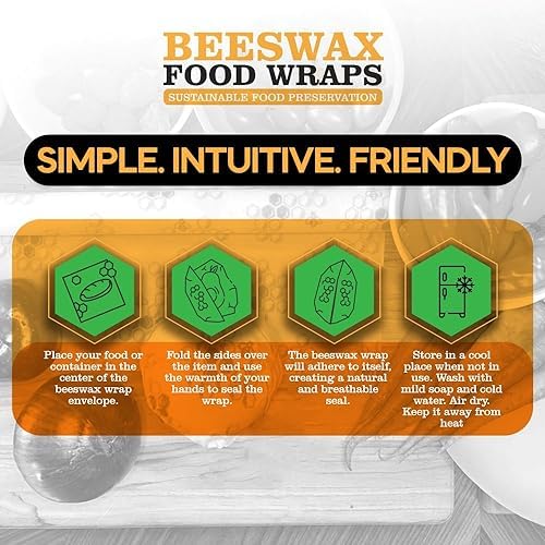 PURE & SUSTAINABLE COMPANY Beeswax Wraps for Food Storage-Pack of 3
