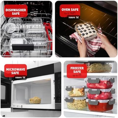 EATEX 16pc Glass Storage Containers with Lids