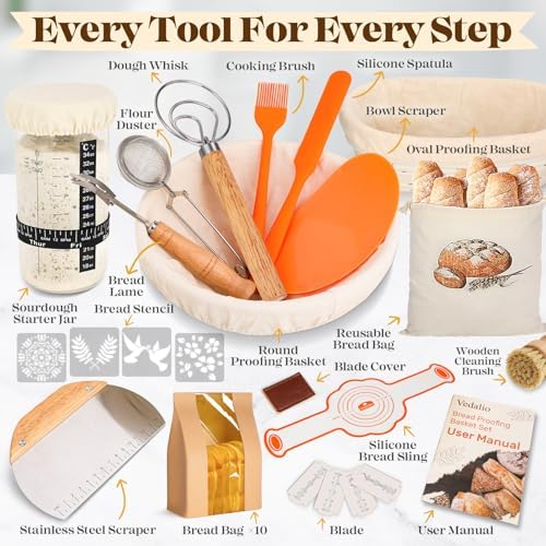 Sourdough Starter Kit with Proofing Baskets and Jars