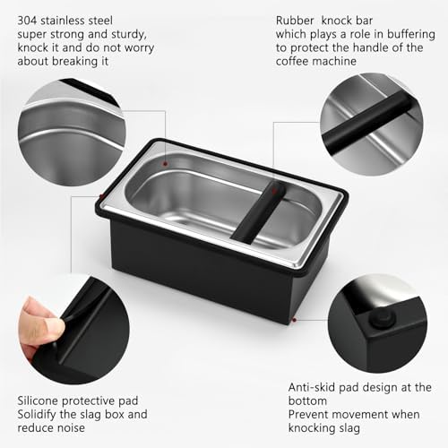Espresso Knock Box Stainless Steel Large Coffee Puck Container