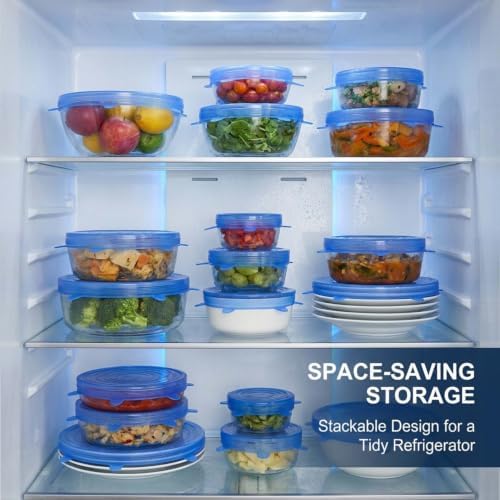 Silicone Stretch Lids, 6 Pack, Reusable Food Covers, Blue