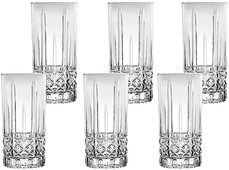 Lorren Home Trends Tall 12 Ounce Drinking Glass-Textured Cut Glass
