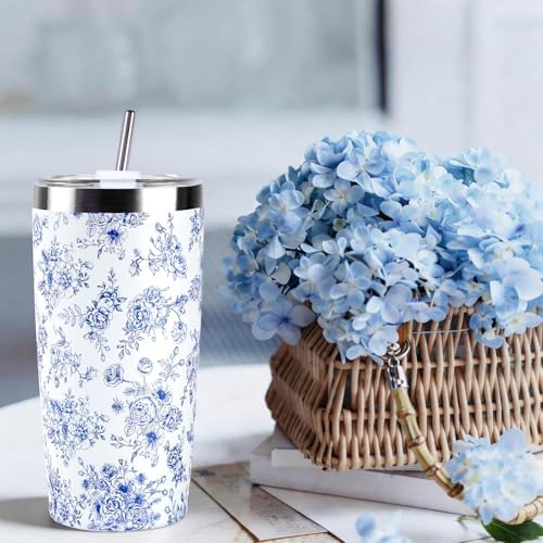 Tumbler, Insulated Coffee Travel Mug with Lid and Straw for Women