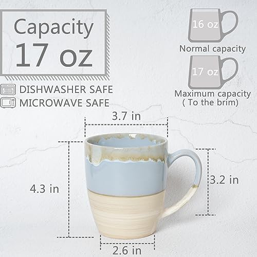 Bosmarlin Ceramic Coffee Mug Set of 4, 16 Oz, 5 Colors to Choose, Tea