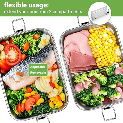 Voova Stainless Steel Lunch Box with Lunch Bag, 42oz/1200ml, Black