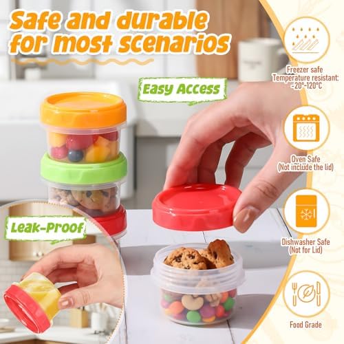 48 Packs 2 oz Reusable Small Plastic Containers Bulk with Leak Proof