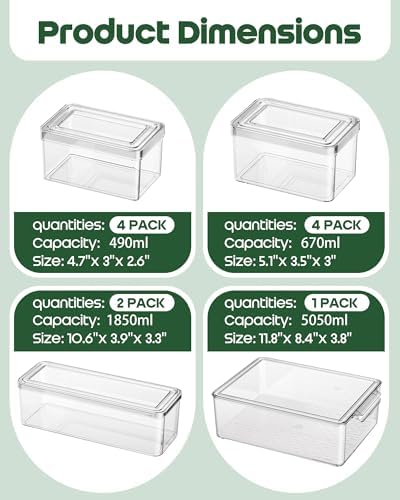 KEMETHY 11 Pack Refrigerator Organizers and Storage, Stackable Fridge Organizer Bins, BPA-Free Clear Plastic Fruit Storage Containers for Fridge, Kitchen, Fruits, Drinks, Produce, Vegetable