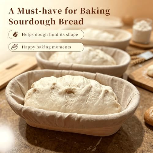 2 Pack 10 In Oval Banneton Bread Proofing Baskets