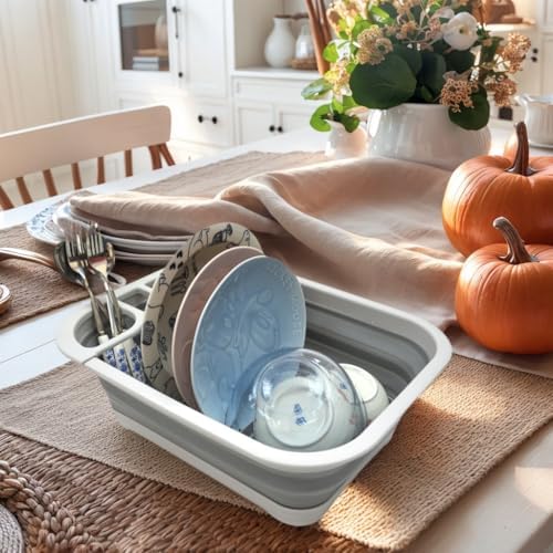 SAMMART Collapsible Dish Drainer with Drainer Board - Foldable Drying