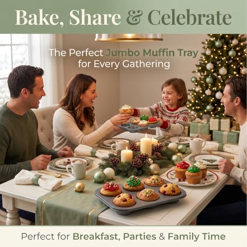 Jumbo Muffin Pan 2 Pack, Extra Large Muffin Tin 6 Cup Includes 100