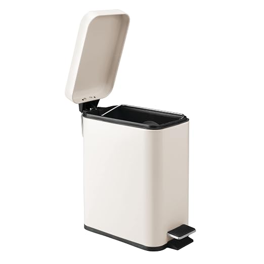mDesign Small Modern 1.3 Gallon Rectangle Metal Lidded Step Trash Can, Compact - Image 7