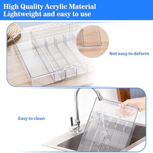 HOMEE Acrylic Expandable Kitchen Drawer Organizer for Flatware and