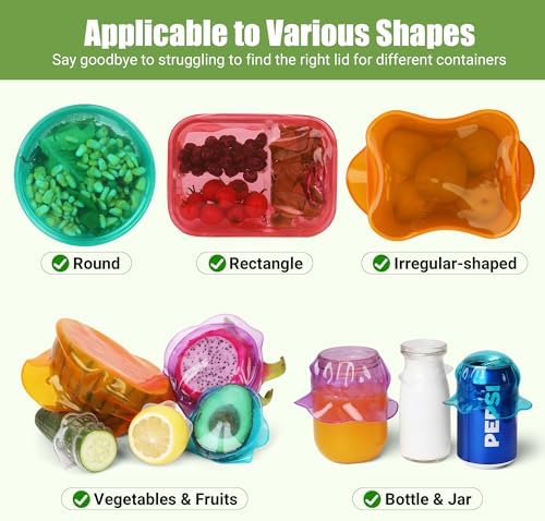 Silicone Stretch Lids, 6PCS Reusable Elastic Bowl Covers