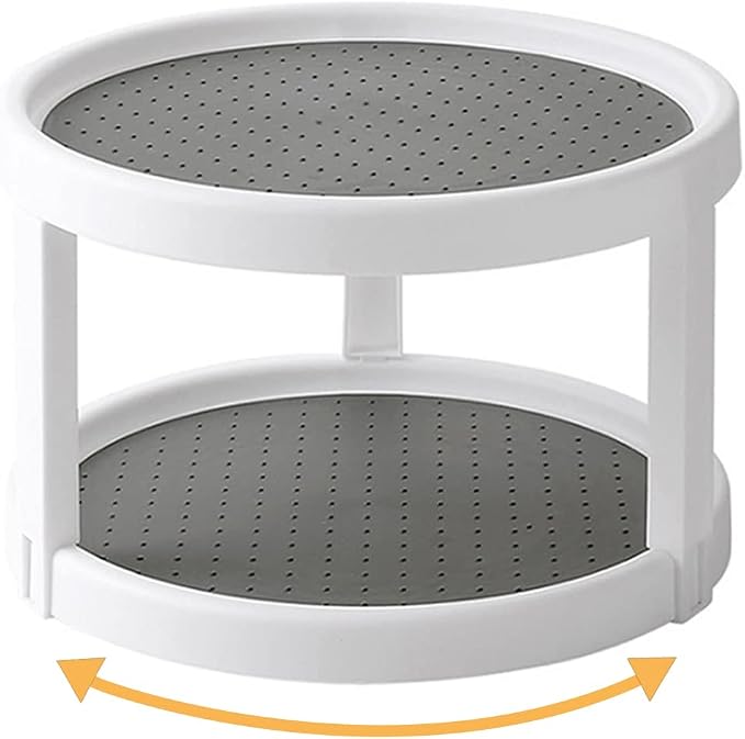 Lazy Susan Organizer, 2 Tier Non Skid Spice Rack Turntable, 360 Degree Rotating by Kozloskyi