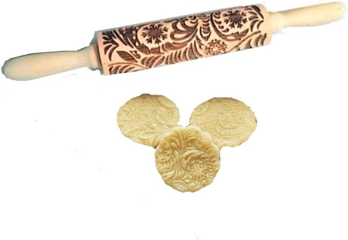 MIZORLIE 14.9"Paisley Engraved Embossed Rolling Pin, Christmas Snowflake Flower - Image 4