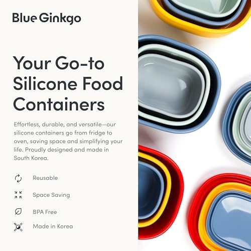 BLUE GINKGO Nesting Silicone Containers - Set of 3 Hard-Shell Silicone