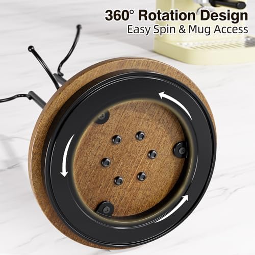 6-Hook 360° Rotating Coffee Mug Tree, Brown