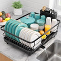 Sakugi Stainless Steel Dish Drying Rack, 15.6" D x 12" W, Black
