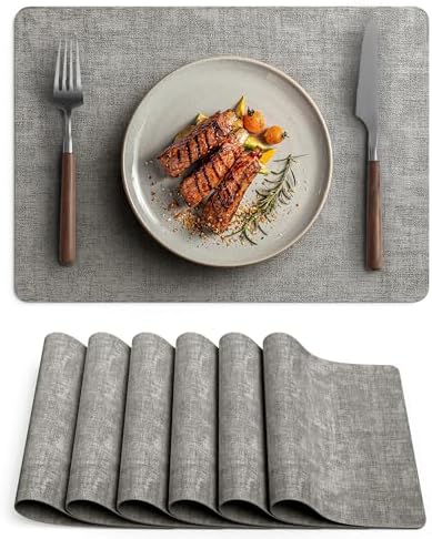 Faux Leather Vinyl Placemats Set of 6 Wipeable Heat Resistant Place