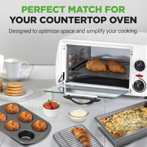 NutriChef 6-Piece Toaster Oven Bakeware Set, Compact Non-Stick