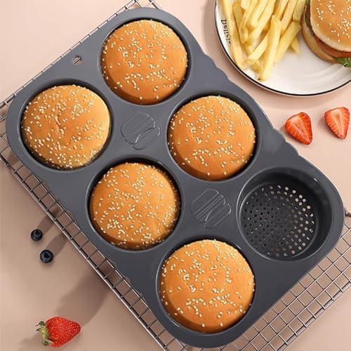 MUJUZE Hamburger Bun Pan, Silicone Hamburger Bun Pans for Baking