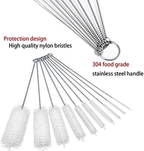 Long Straw Brush Set of 10, 8-ihch, 10 Different Diameters
