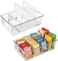 Stackable 4-Compartment Pantry Storage Bins, 2-Pack