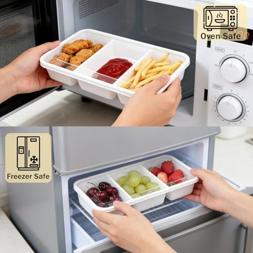 20 Sets Reusable Snack Containers Meal Prep Containers 3 Compartment