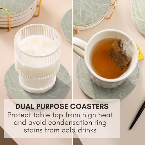 Ceramic Marble Coasters Set of 6, Absorbent Drink Coasters for Table