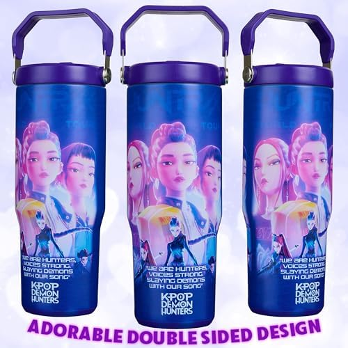 KPop Demon Hunters 30oz Tumbler with Straw and Handle for Girls