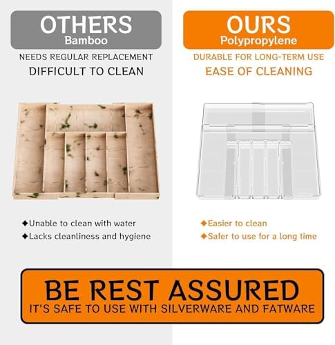 BPA-Free Expandable Utensil Drawer Organizer - Clear Plastic